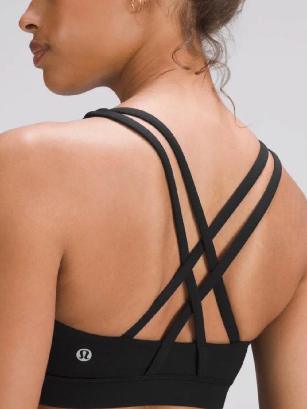 Lululemon Black Sports Bra Size 4 Strappy Activewear Work Out Top